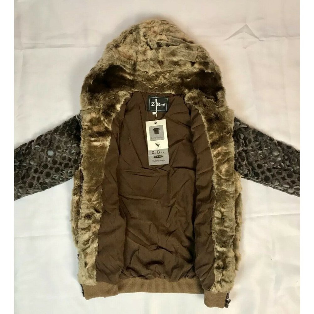 NWT $230 Golden Brown Fur Jacket size M and S. Plush Kawaii Soft Hoodie Coat uwu